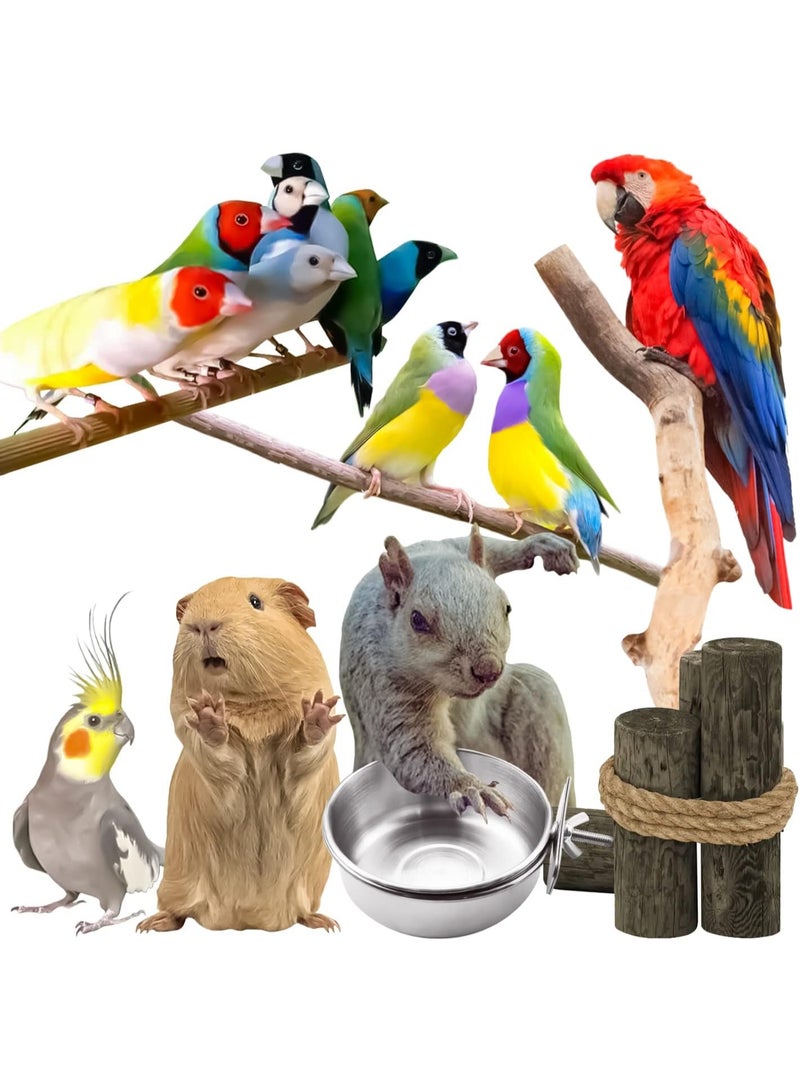 3 Pieces Stainless Steel Bird Feeding Dish Cups, Bird Feeder Parrot Food Water Bowls with Clamp, Pet Cage Cups Holder for Bird Parrot Cockatiel Conure Budgies Parakeet Small Animal - Image 2